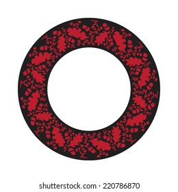 Circle ornament. Round frame, rosette of Slavonic embroidery. Ukrainian national antique round pattern, vector.