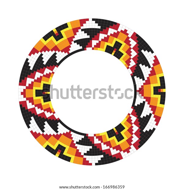 Circle ornament. Round frame, rosette.\
Native american (indian) round pattern,\
vector.