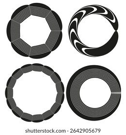 Circle ornament symbol. Rounded vector shape. Modern graphic ring. Abstract design element.