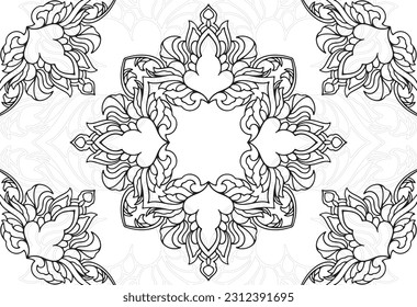 circle ornamental composition decorative graphic element geometry freehand drawing linear mandala floral