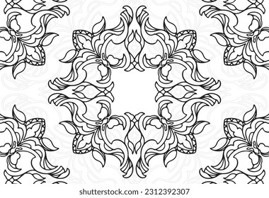 circle ornamental composition decorative graphic element geometry freehand drawing linear mandala floral