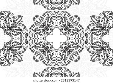kreisförmige Zierzusammensetzung dekorative grafische Elemente Geometrie Freehand Zeichnung linearen mandala floralen Mehendi