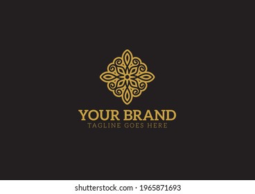 Circle ornamental floral logo design concept