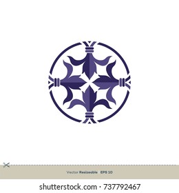 Circle Ornamental Flower Crest Emblem Logo Template Illustration Design. Vector EPS 10.