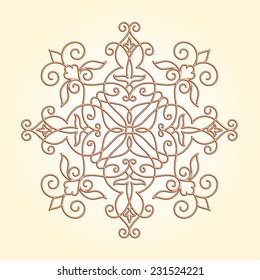 Circle ornamental pattern on white background. Abstract illustration.  Mandala. 