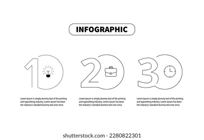 Circle outlines infographic vector template three-element. Planning presentation infographic business with 3 options. Creative concept planning used for web banners, diagrams, layouts, and workflows.