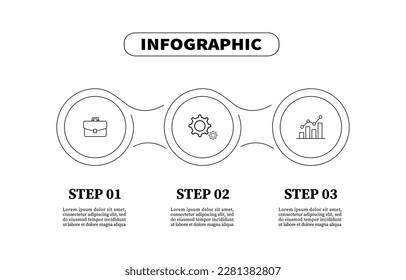 The circle outlines the template vector infographic three-element. Plan present infographic business with 3 steps. Creative concept planning used for web banners, diagrams, layouts, workflows, and web