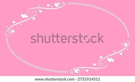 Circle Oval Border Frame With Love Hearts And Stars On Pink Background