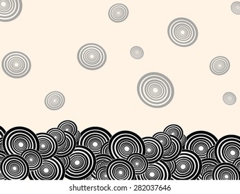 Circle overlap black and white color pattern vector.
