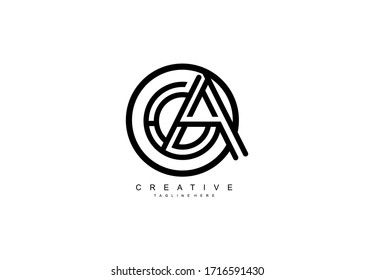 Diseño del logotipo de la carta superposición circular GA AG