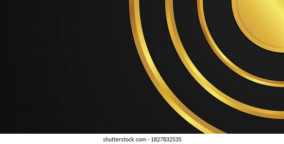 Circle overlap shape luxury gold design line pattern background. vector illustration.