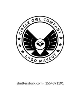 circle owl logo with badge style on isolated background