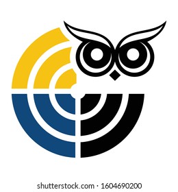 circle owl logo design concept vector template