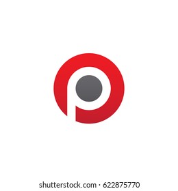 circle p logo, initial logo op, po, p inside o rounded letter negative space logo red gray
