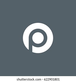circle p logo, initial logo op, po, p inside o rounded letter negative space white gray background