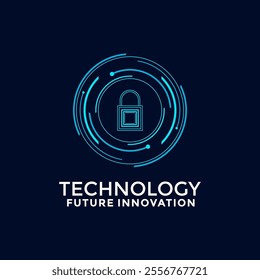 Circle Padlock Secure Tech logo vector. Cyber security logo icon symbol vector template