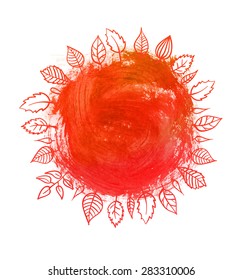 Circle paint stain with leafs