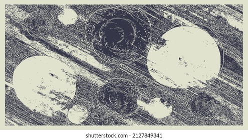 Circle paint strokes, artwork, painting on canvas. Dirty oil, acrylic painted art, vector texture. Abstract grungy background, vintage hand drawn cover, backdrop