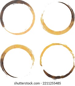 Zirkel mit Pinselstrichen gemalt. Abstraktes Vektordesign-Element. 
Gold Konzept, für Poster, Banner, Cover, Print. Wasserfarbkreis. 