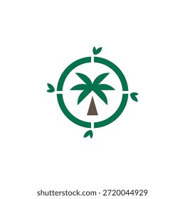 Logotipo moderno de bambú Circle Palm 