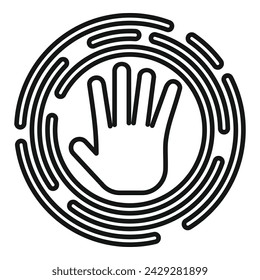 Circle palm scanning icon outline vector. Id security. Signature eye automatic
