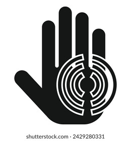 Circle palm scanning icon simple vector. Print data id. Scan signature