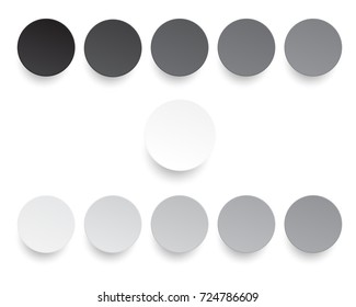 Circle paper cut style with drop shadows on white background, Circles with shade of gray color line up with rows on white background, vector illustration 