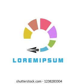 circle paper plane logo with deep philosophy for technology or business startup company. paper plane has mean innovation, technology, vision, traveling and adventure