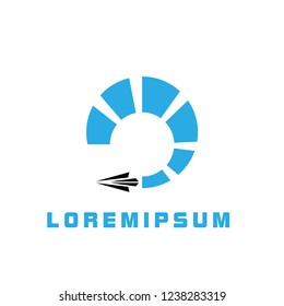 circle paper plane logo with deep philosophy for technology or business startup company. paper plane has mean innovation, technology, vision, traveling and adventure