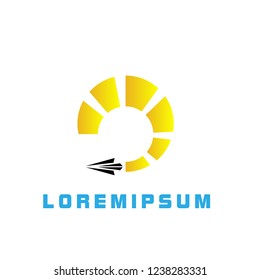 circle paper plane logo with deep philosophy for technology or business startup company. paper plane has mean innovation, technology, vision, traveling and adventure