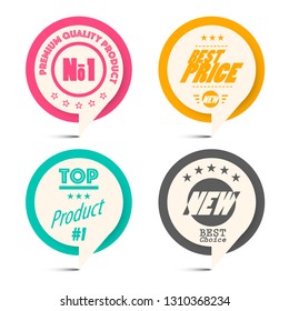 Circle Paper Retro Labels Set. Business Vector Label Set.