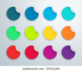 Circle Paper Sticker Note Set With Drop Shadows