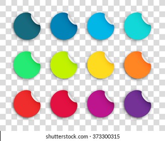 Circle Paper Sticker Note Set With Drop Shadows Transparent