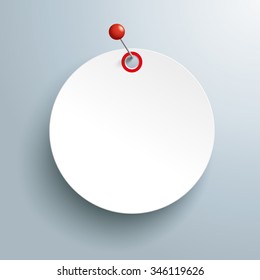 Circle paper sticker with pin on the gray background. Eps 10 vector file.
