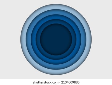 circle papercut blue colorful background. vector illustration banner. template layer. 