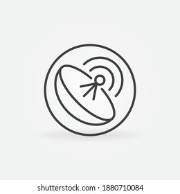 Circle with Parabolic Antenna Dish vector concept icon or sign in outline style