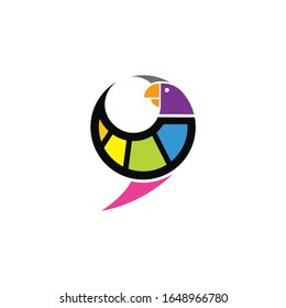 circle parrot logo with abstract filmstrip