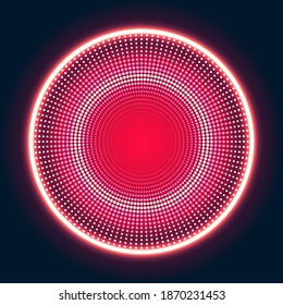 Circle particle tech dynamic wave red light halo abstract background