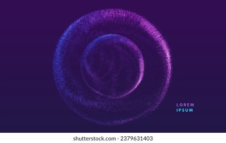 Circle particles technology background. Circular dots big data vector.