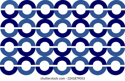 Circle pattern in Blue and dark blue, repeat, replete pattern, endless fabric pattern