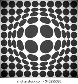 Circle pattern with bulge distortion. Vector art.