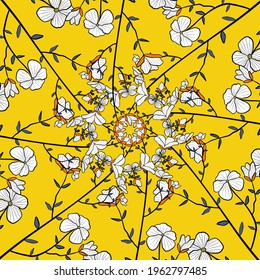 Circle Pattern with Colorful Leaves for Wallpaper, Greeting Card, Gift Box, Textile Printing. Vector flora Background.