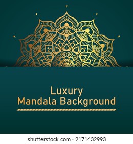Patrón Círculo de lujo creativo Mandala ornamental, Mandala flor con color gradiente con diseño de fondo único en vector de color oro