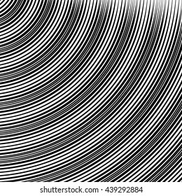 Circle pattern with dynamic, irregular lines. Geometric circular pattern with radiating, converging circles.