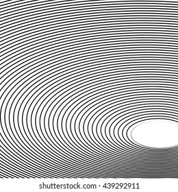 Circle pattern with dynamic, irregular lines. Geometric circular pattern with radiating, converging circles.