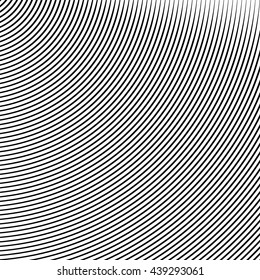 Circle pattern with dynamic, irregular lines. Geometric circular pattern with radiating, converging circles.