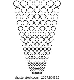 Funil com padrão de círculo. Alinhamento do círculo geométrico. Simples contorno preto. Repetição do vetor.