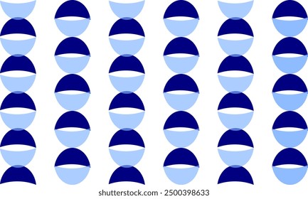 Circle pattern of half moon two tone Blue and dark blue, repeat, replete pattern, endless pattern design for fabric printing, vertical column strip ring