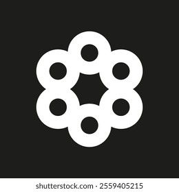 Circle pattern illustration. Geometric symmetry design. Minimal abstract shape. Black background.