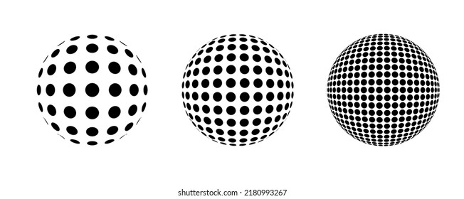 Patrón de círculo dentro de la esfera de la bola de círculo Vector conjunto de iluminación aislado en blanco